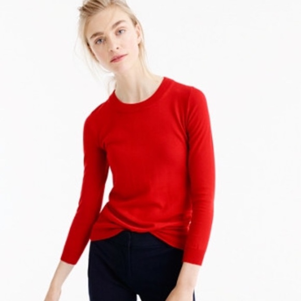 Red J Crew Wool Tippi Sweater